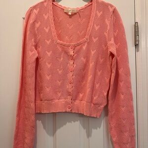 LoveShackFancy Pink Knit Cardigan
